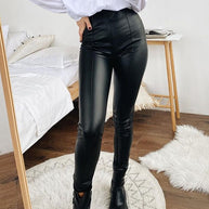 WW Lederleggings | Lederstretchleggings mit Fleece für den Herbst