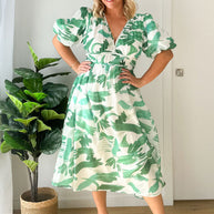 WW | Real Love Print Puffärmel Maxi Kleid