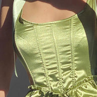 WW | Perfekt Zufrieden Grün Schleife Bustier Korsett Crop Zu Oberteil