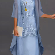 WW | Elegantes Chiffon-Kleid In Zwei Teilen