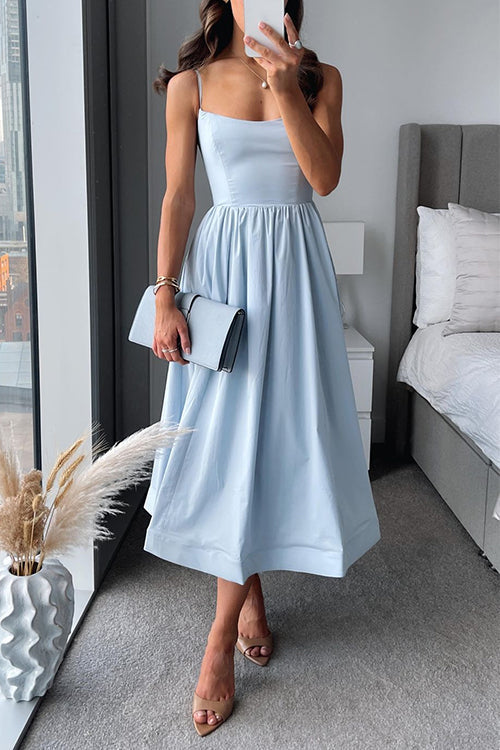 W&W Mode | Midikleid In A-Linie Mit Spaghettiträgern Und Taille