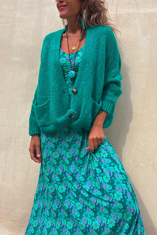 W&W Mode | Rosiedress Solid Knopfverschluss Taschen Pullover Cardigan