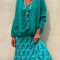 WW | Rosiedress Solid Knopfverschluss Taschen Pullover Cardigan