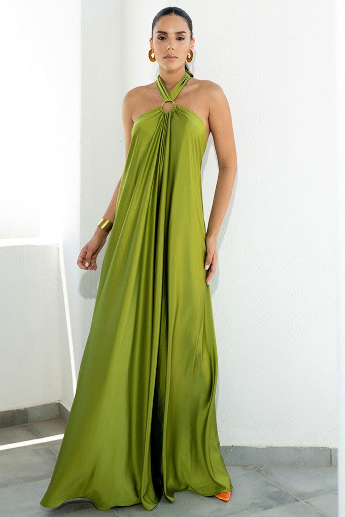 W&W Mode | Satin Halter Neck Maxi Dress für Frauen