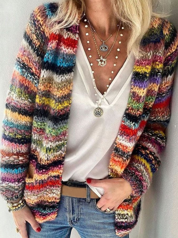 W&W Mode | Bunt bedruckte jacke für Damen