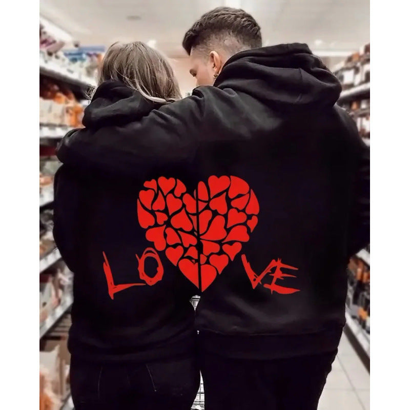Paar-Hoodie mit Herzmotiv aus Polyester