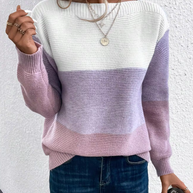 Elegante dreifarbige Patchwork-Pullover