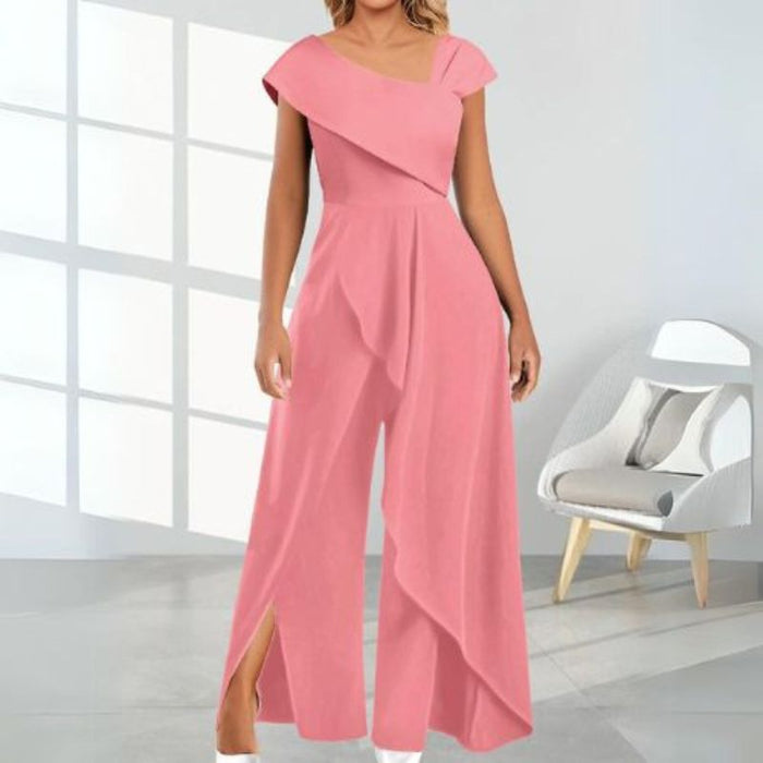 W&W Mode | Eleganter Damen Jumpsuit Diagonale Asymmetrisches Design