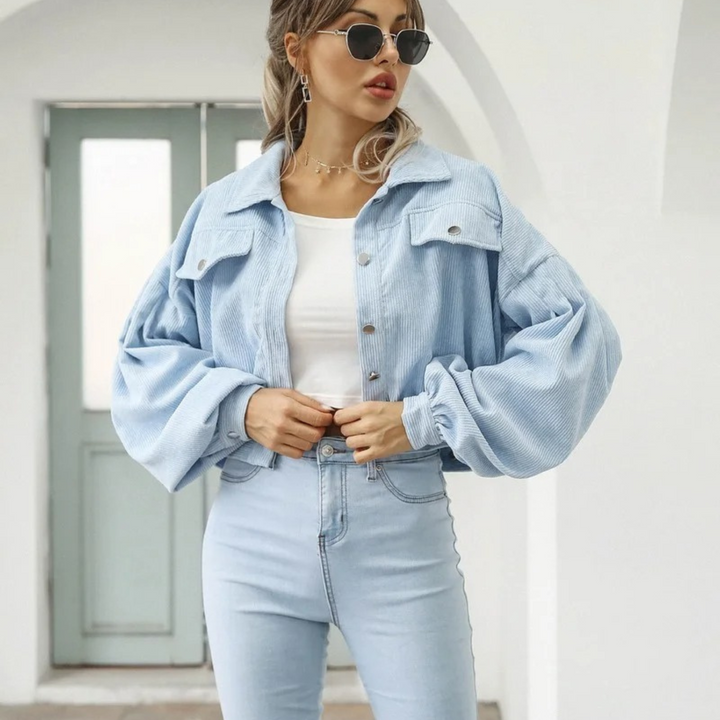 W&W Mode | Himmelblau Einfache Winddichte Damen Sommerjacke