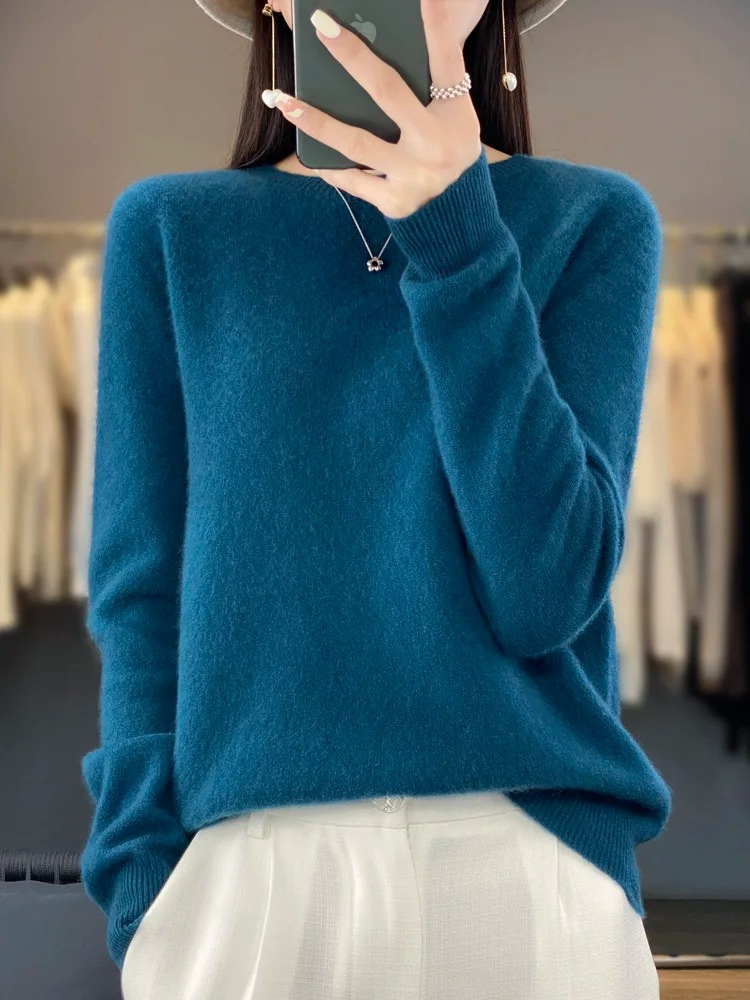 WW | Kaschmir Pullover Damen Runder Ausschnitt Weicher und Eleganter Strickpullover