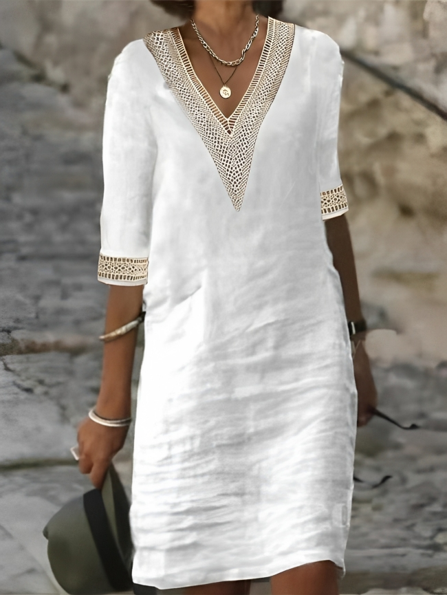 W&W Mode | Chic Baumwoll-Leinen-Kleid für Frauen