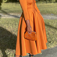 3/4-Ärmel Swing-Kleid
