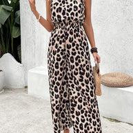 WW | Schicker Halterneck-Overall mit Leopardenmuster für Damen