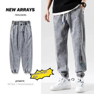 WW | Modische Plus-Size-Herren-Jeans mit Knöchelbindung