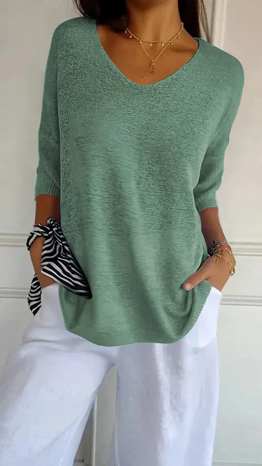 WW | Bequemes Damen-Stricktop mit V-Ausschnitt