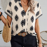 WW | Kurzärmlige Elegante Bluse mit Druck