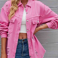 WW | Zerrissene Rohsaum-Denimjacke