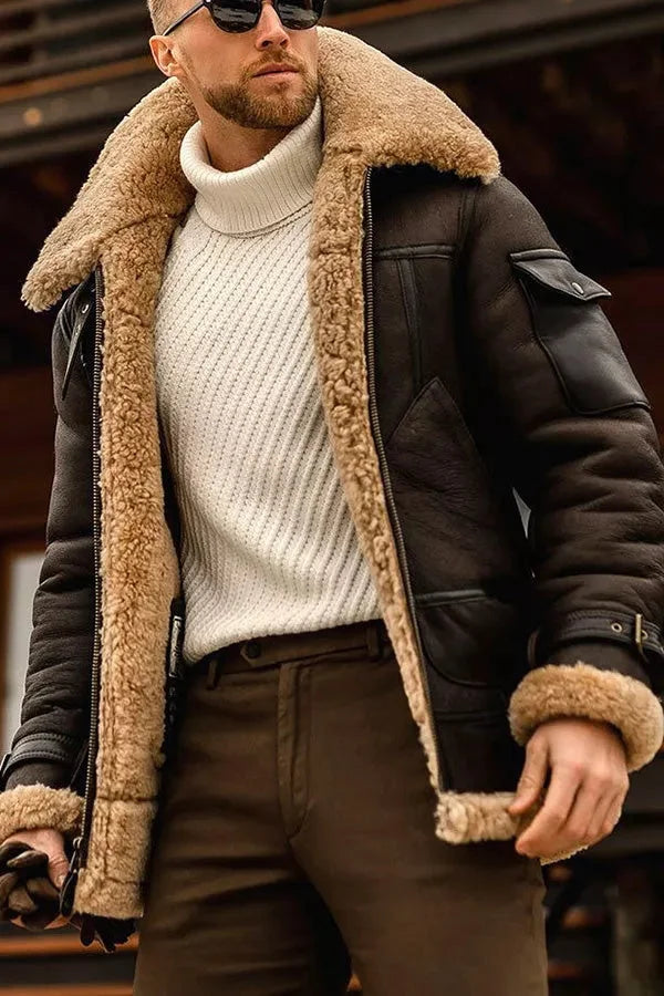 WW | Camel Stilvolles Fliegendes Lederjacke Für Herren Luxus Und Komfort