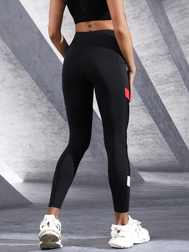 WW | Hochtaillierte Yoga Leggings Mit Kontrastfarben Für Frauen