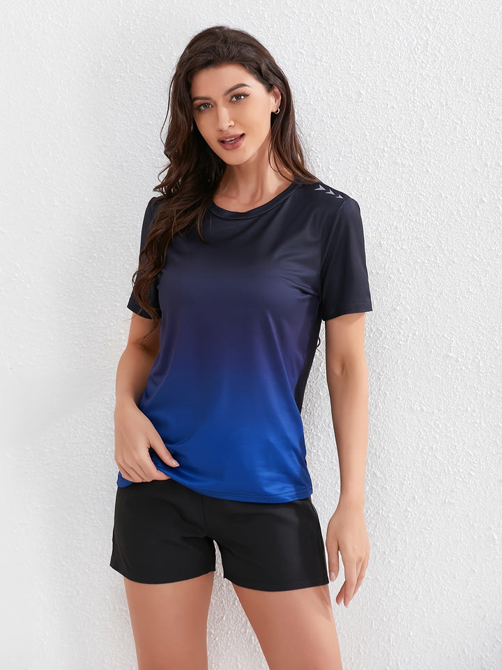 W&W Mode | Damen Ombre Sport T-shirt Mit Kurzen Ärmeln