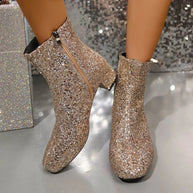 WW | Modische Stiefelette mit Blockabsatz und Seitlichem Reißverschluss