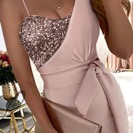 WW | Tampa Nights Pailletten Patch Schlitz Partykleid