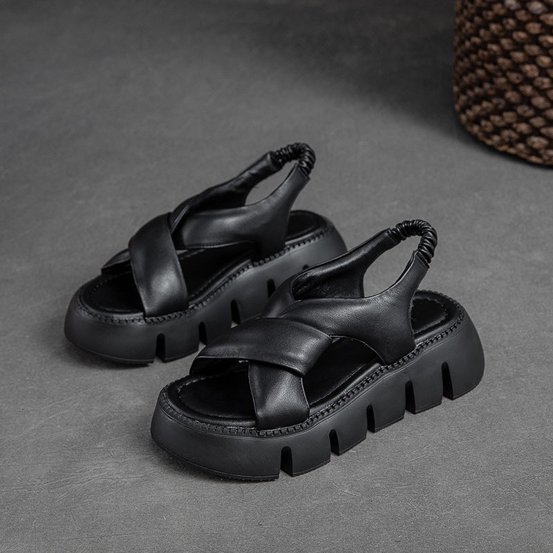 WW | Zur Spitze Layer Ko Leder Plattform Römisch Stil Mode Retro Sandalen