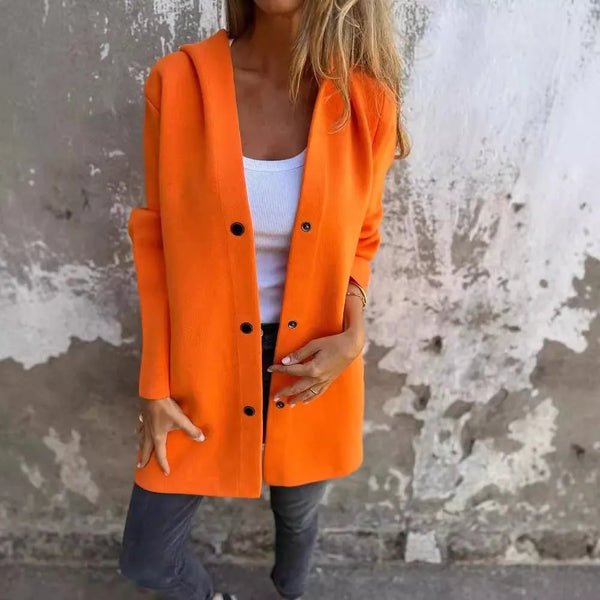 WW | Lässiger einreihiger Cardigan mit Kapuze
