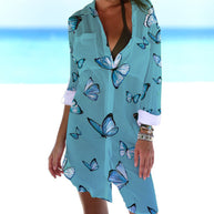 WW | Bikini Jacke Shirt Badeanzug Strickjacke Damenbekleidung Druck Urlaub Strandshirt