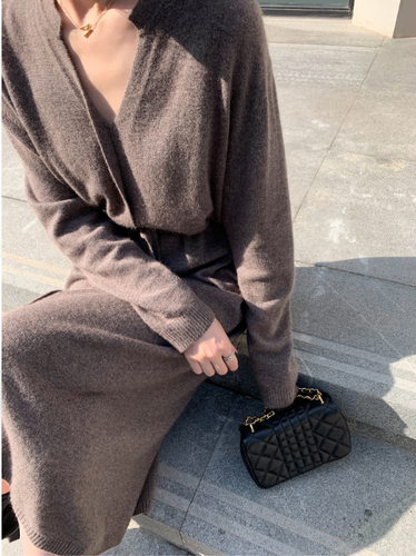 WW | Stilvolle Herbst Schicke Lange Ärmel Pullover Kleid Für Frauen