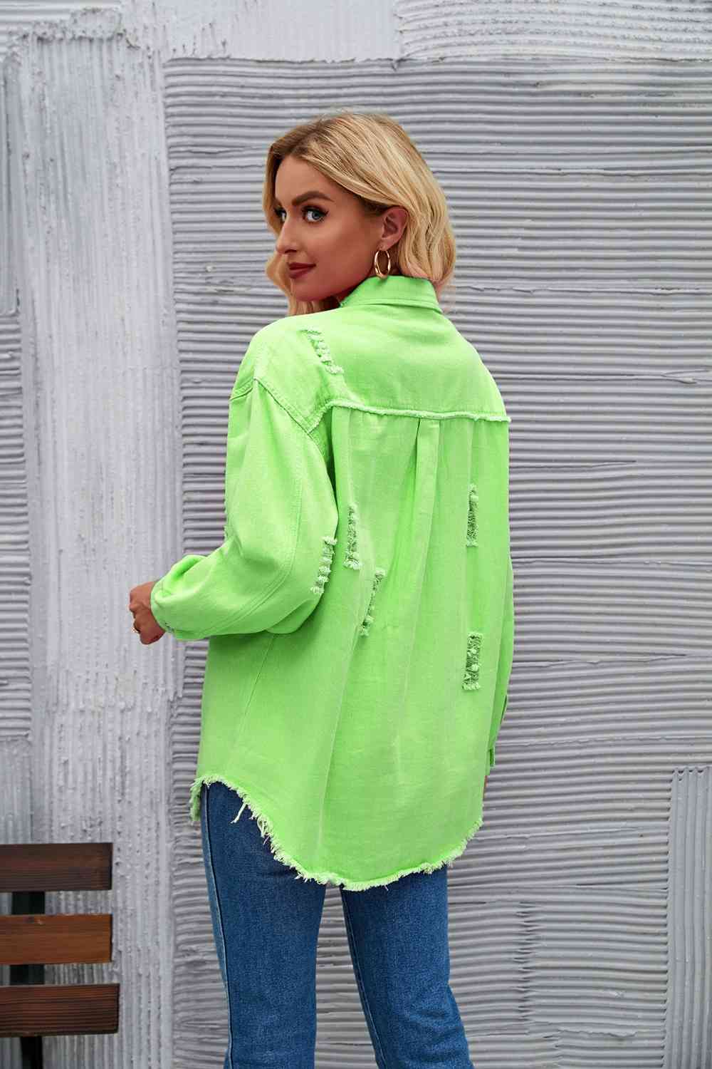 WW | Zerrissene Rohsaum-Denimjacke