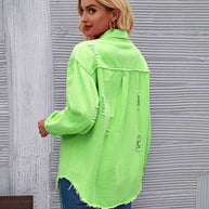 WW | Zerrissene Rohsaum-Denimjacke