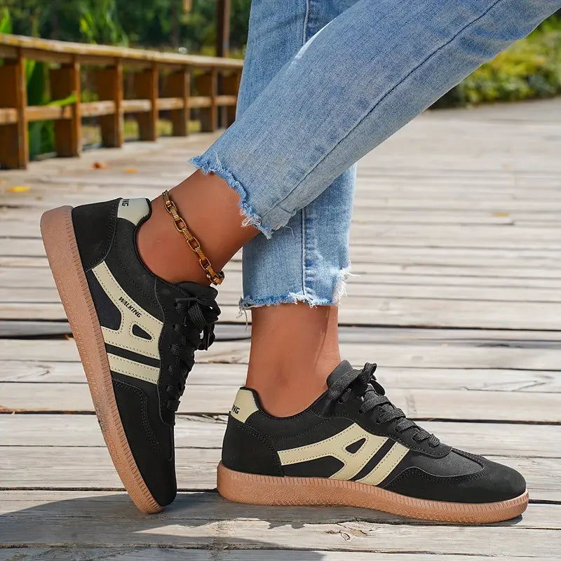 WW | Damen Lässige Turnschuhe Mit Niedrigem Absatz, Schnürung Mode Schuhe