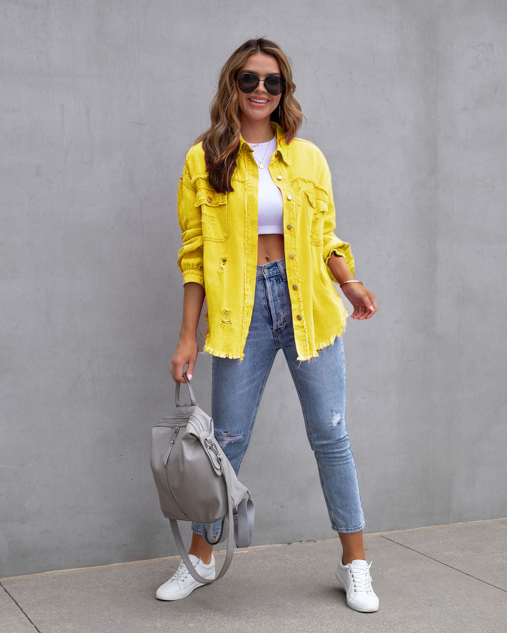 W&W Mode zerrissene Hemd jacke Weiblich Herbst und Frühling Casual Tops Damen bekleidung
