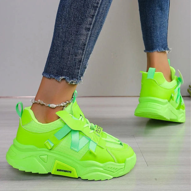 WW | Mesh-Oberfläche Schuhe mit Plateau