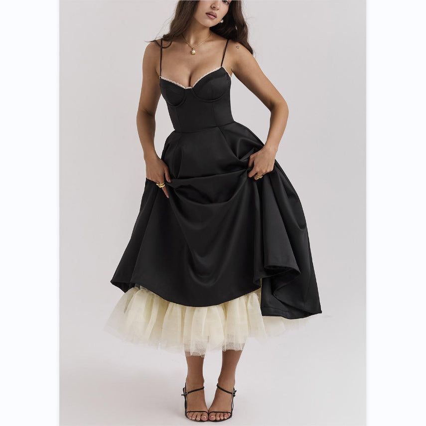 WW | Ärmelloses V-ausschnitt Kleid Mit Puffärmel