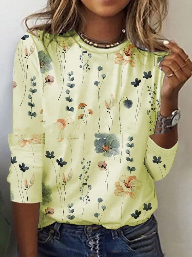 W&W Mode | T-shirt Mit Blumendruck Und Rundhalsausschnitt Für Den Frühling