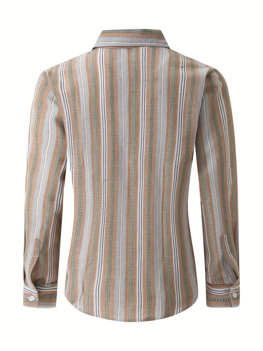 WW | Gestreiftes Baumwoll Leinen Herrenhemd für entspannte Looks