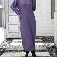 WW | Schicker Herbst Sweatkleid mit Knopfdetail für Frauen
