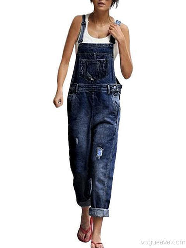 WW | Denim Lockere Einfache Lange Overalls