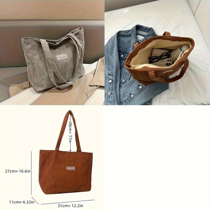 Damen Cordtasche mit geräumigem Innenfach und vielseitiger Trageweise