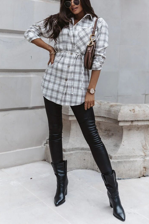 WW | Grab My Hand Karierter Button-Up Gürtel Hemd