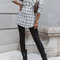 WW | Grab My Hand Karierter Button-Up Gürtel Hemd