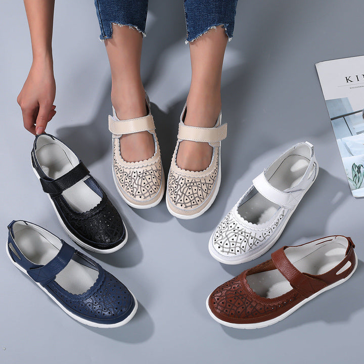 Damen Komfort-Loafer aus weißem Leder mit orthopädischer Unterstützung