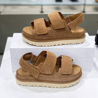 WW | Frühling und Sommer Neue Echtes Leder Dicke Sohle Riemen Klettsandalen Frauen Offene Zehe Höhensteigerung