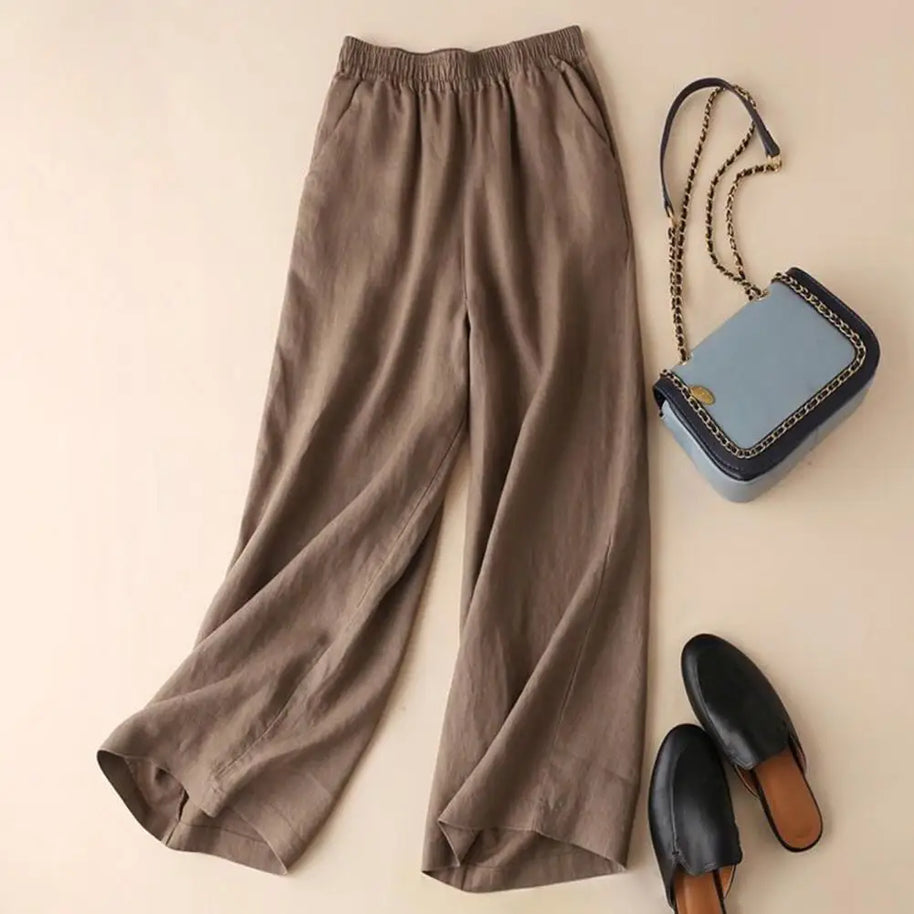 WW | Breite Leinen Baumwollhose