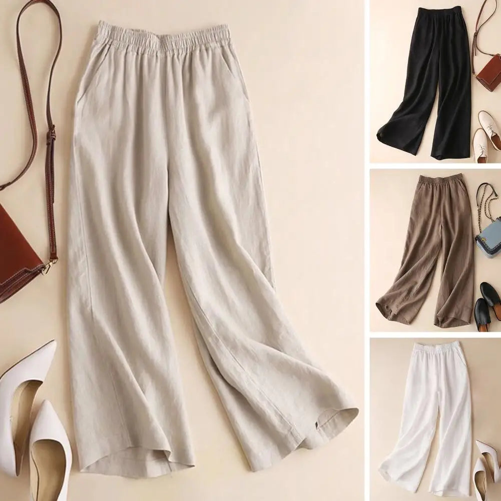 WW | Breite Leinen Baumwollhose