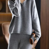 W&W - 2 Stück Set Ladies Oversized Trainingsanzug Polo Kragen Pullover und Hose