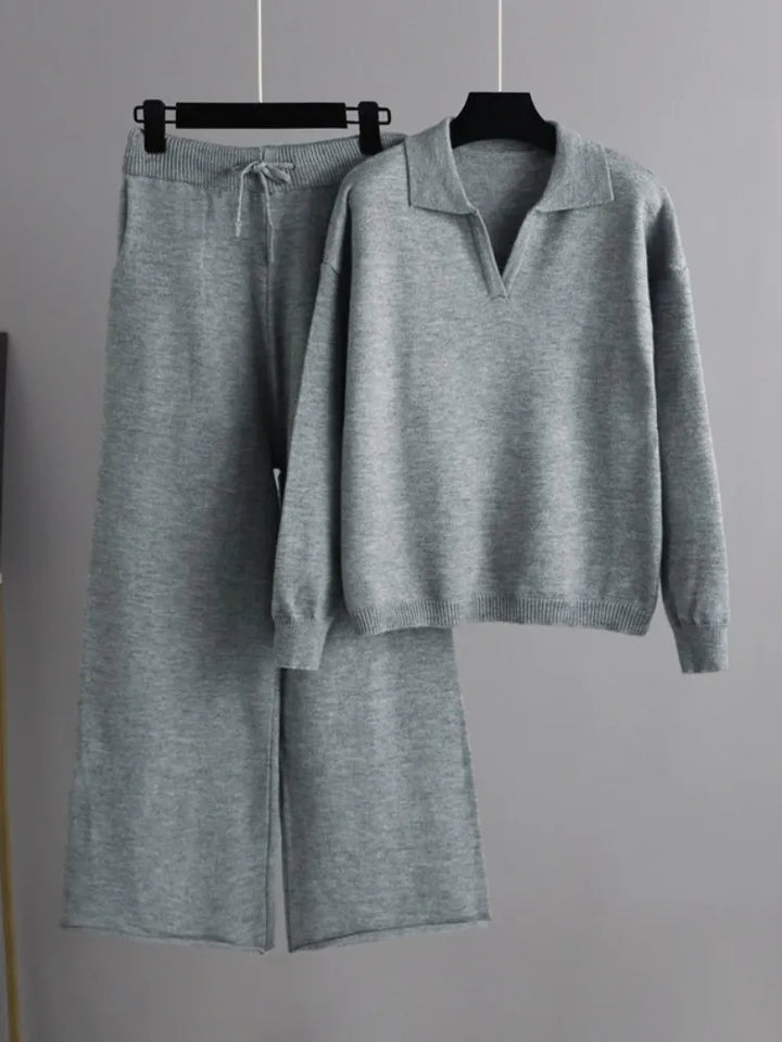 W&W Mode | 2-Teiliges Set Für Damen Mit Oversize Trainingsanzug, Polokragen, Pullover Und Hose
