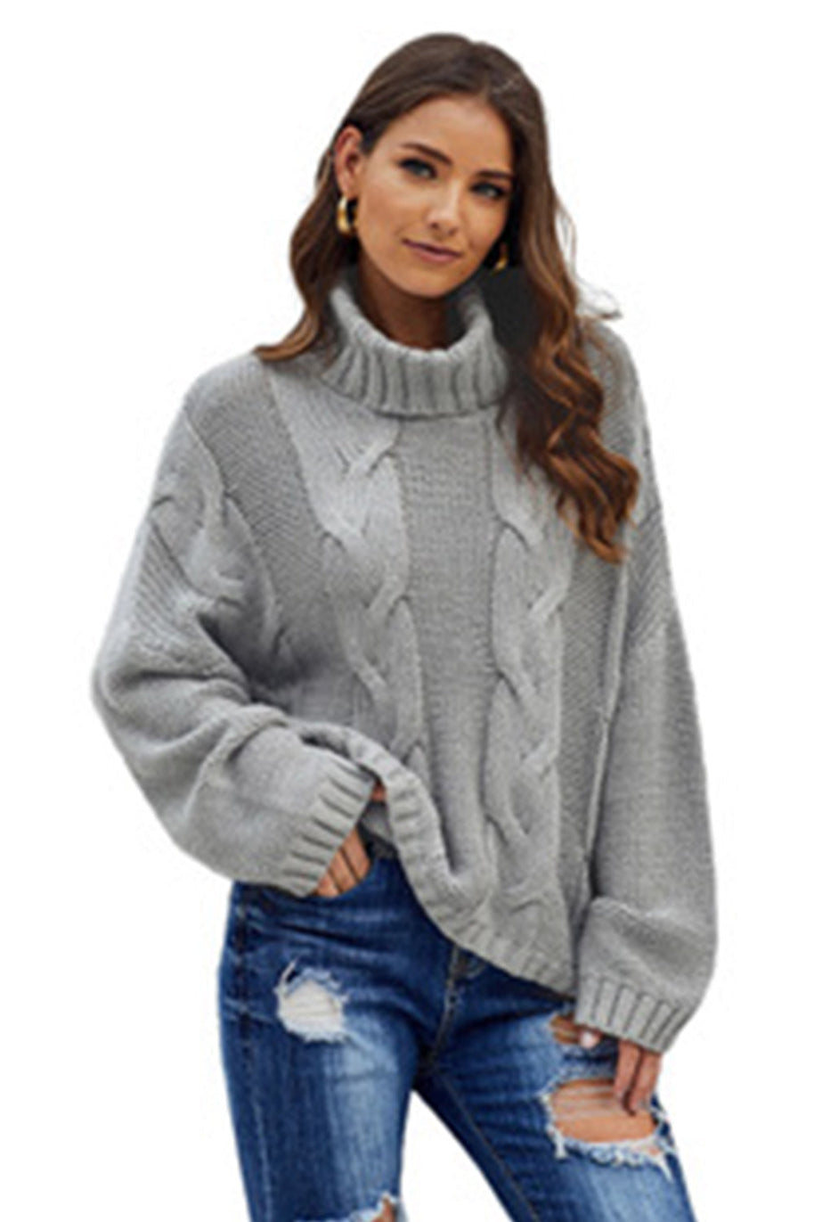 WW Gedrehter Strick Langarmpullover
